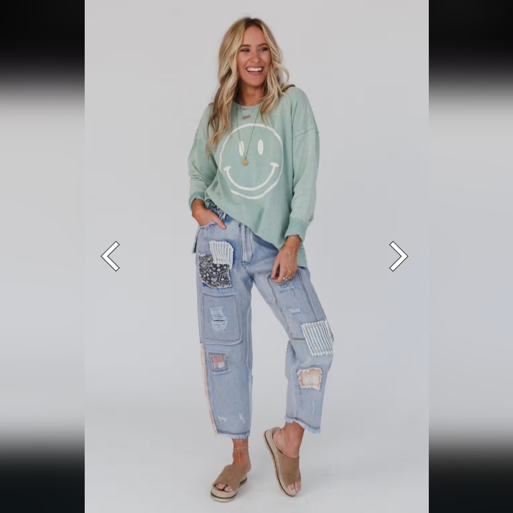 The Wanderlight POL Patchwork/Wide-Leg Jeans Boho… - image 1